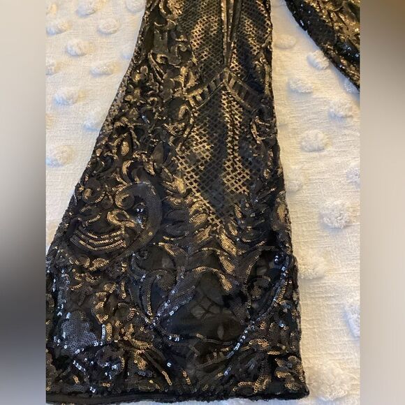 Club L London Sz 6 Black pants sheer, sequins, party, night - Picture 5 of 12